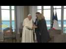 Brigitte and Emmanuel Macron meet Pope Francis
