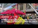 Manifestation à la gare d'Amiens, mardi 26 septembre, suite à un appel national à la grève lancé par une intersyndicale de la SNCF contre « le démantèlement » du groupe.