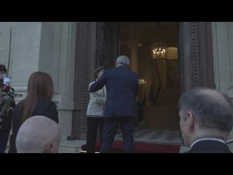 French Foreign Minister Catherine Colonna welcomes her Italian counterpart Antonio Tajani