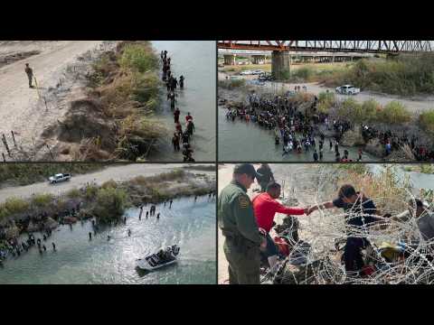 Migrants wade across Rio Grande to reach Eagle Pass, Texas
