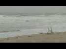 Waves crash deserted beach as Cyclone Biparjoy expected to make landfall