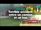 Un accident dramatique entre un camion et un minibus au Canada