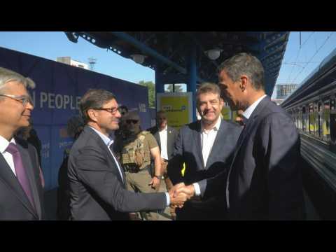 Spanish Prime Minister Pedro Sanchez arrives in Kyiv