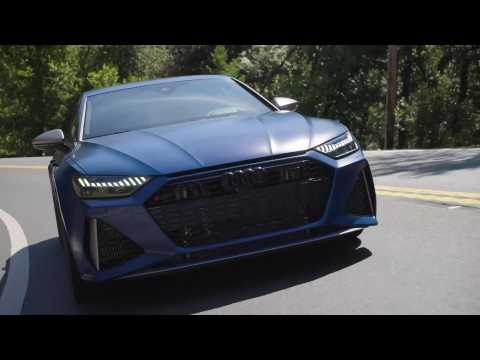 Audi RS 7 Sportback performance in Ascari blue matt Driving Video
