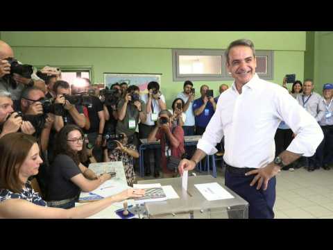 Conservative premier Mitsotakis casts vote in Greek election