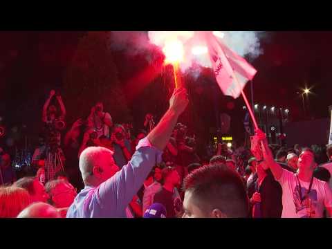 Kyriakos Mitsotakis supporters celebrate after landslide election win