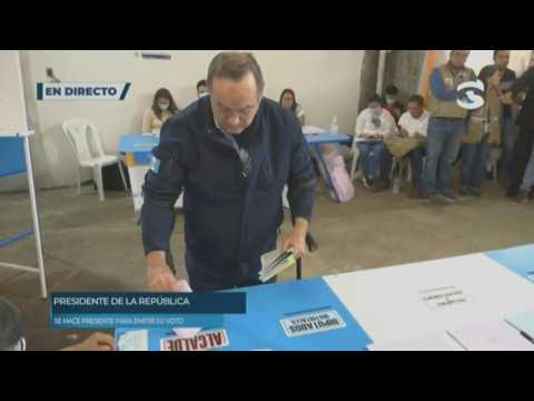Outgoing president of Guatemala votes in country's elections