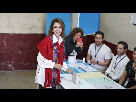 Right-wing candidate Zury Rios votes in Guatemala presidential election