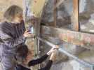 Ur (66) - Extraordinaire découverte d'une poutre peinte du XII -XIIIe siècle