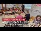 Apprentissage du jeu d'échecs à l'école Victorien Girot de Friville-Escarbotin (Somme), dans le cadre du pôle échecs du Vimeu, mardi 20 juin 2023.