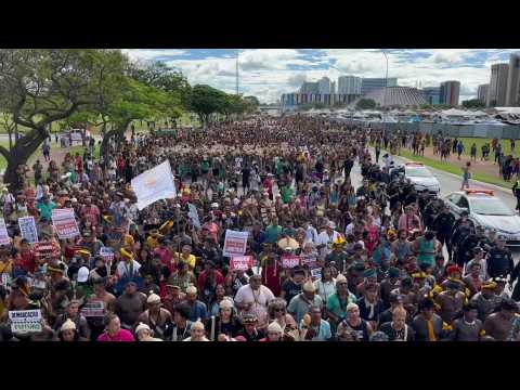 Indigenous people march in Brasilia demanding land rights