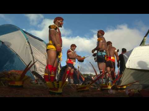 Indigenous people camp in Brasilia to demand protection of their lands
