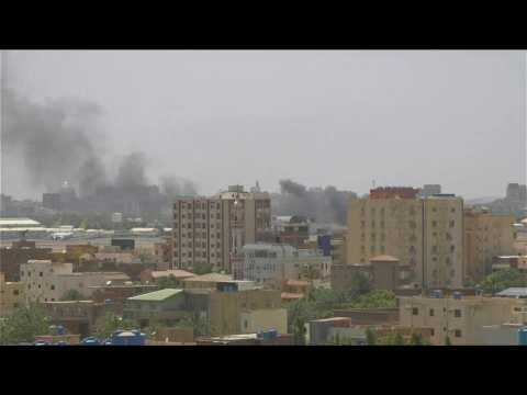 Smoke rises near Khartoum airport