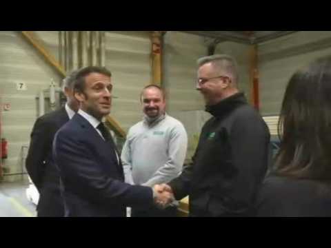 Emmanuel Macron visits a factory in eastern France