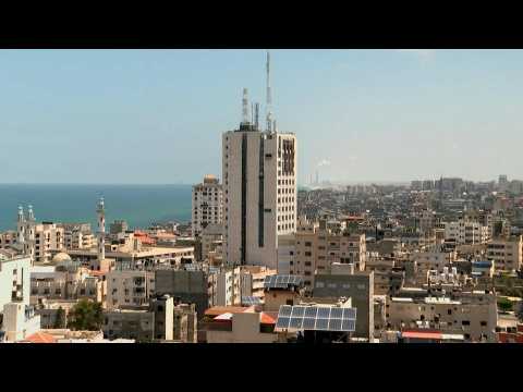 Calm Gaza City skyline after Israel air strikes in response to rocket fire