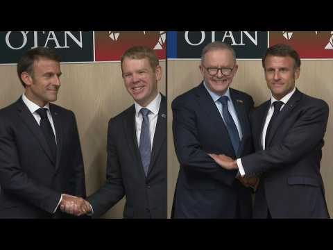 France's President Macron meets New Zealand and Australian Prime Ministers at NATO Summit