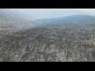Drone footage shows hills scorched by wildfire in Greece