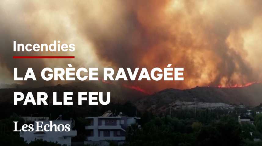 Illustration pour la vidéo Les images spectaculaires des incendies en Grèce   