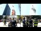 US: Firefighters battle fire on construction crane in New York