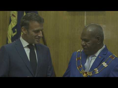 French President Emmanuel Macron meets Papua New Guinea's Governor-General Bob Dadae