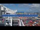 Le Havre. Visite interdite en haut d'un portique de Port 2000