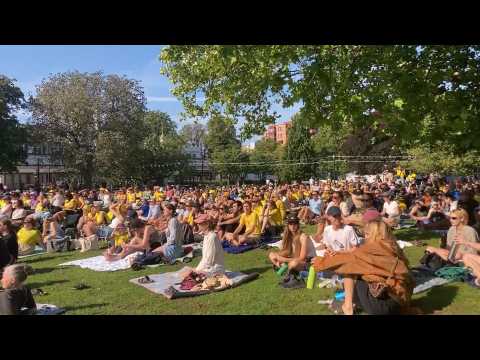 Swedish football fans gather to watch third place game as their team faces Australia