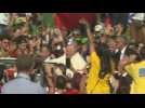 Crowds of pilgrims cheer Pope Francis at World Youth Day in Lisbon