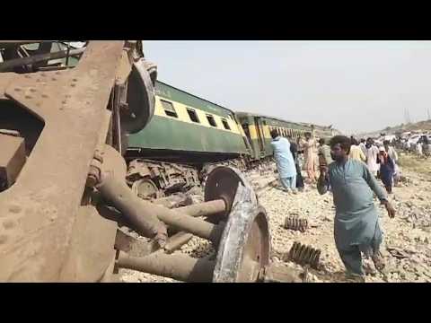 Pakistan train wreck site after at least 19 killed in derailing