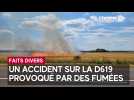 Un accident sur la D619 provoqué par vraisemblablement par les fumées d'un feu de chaumes