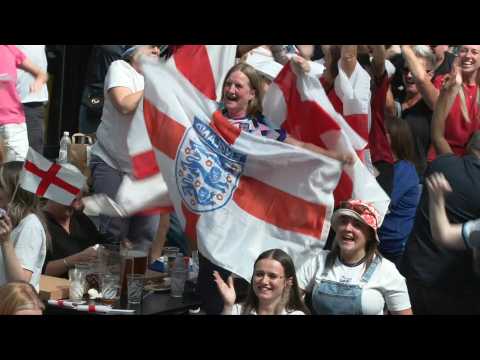 Fans in London cheer after England scores second goal against Australia in WWC semi-final