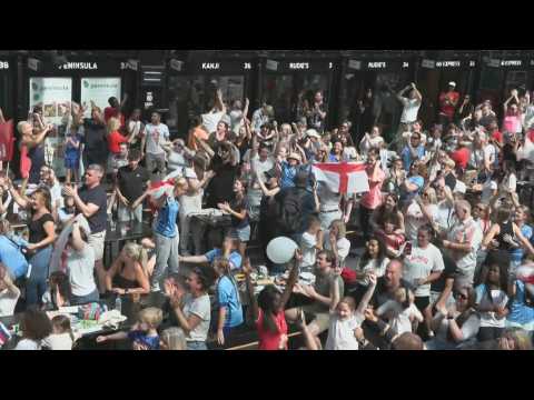 Fans in London cheer after England score against Australia in WWC semi-final