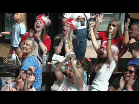 Football fans in London watch the Lionesses face Australia in women's world cup semi-final