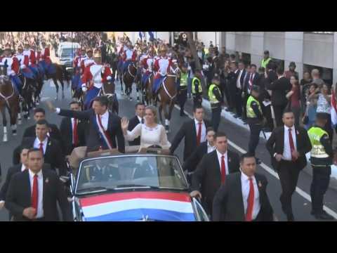 New Paraguay president parade in Asuncion after swearing-in ceremony