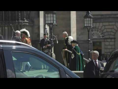 King Charles III arrives at Edinburgh's St Giles' Cathedral for coronation thanksgiving