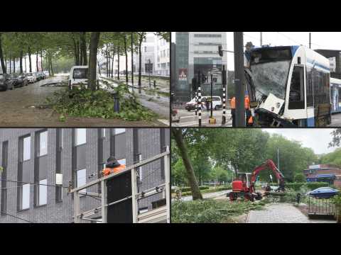 Workers clear debris after strongest storm on record batters Netherlands