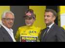 President Macron takes part in podium ceremony on Tour de France stage 6