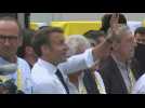 President Emmanuel Macron watches stage 6 of the Tour de France
