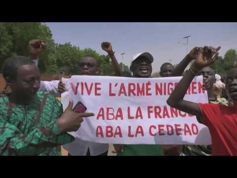 Thousands rally in protest around the French embassy in Niamey, Niger