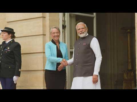 French Prime Minister Borne welcomes India's Narendra Modi to Matignon