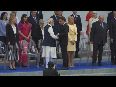 France's Bastille Day: Emmanuel Macron greets Indian PM Narendra Modi