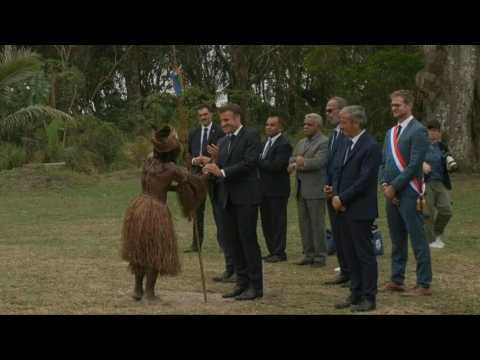 French President Macron participates in cultural ceremony in New Caledonia