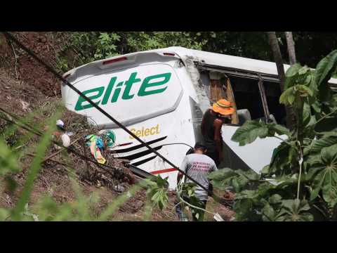 Emergency services work at scene of deadly bus crash in Mexico