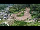 Aerial footage of landslide in southwest Japan triggered by heavy rains