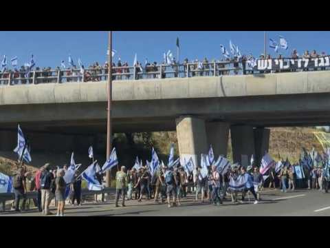 Israelis block highway in anti-judicial reform protest
