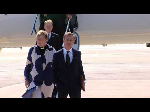 Swedish Prime Minister Kristersson lands in Vilnius for NATO summit