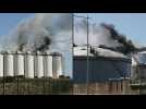 Grain silos on fire in western French port