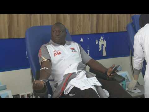 Gambian national football team donate blood for Morocco quake victims