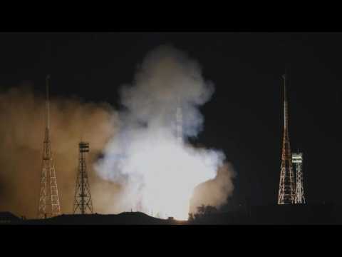 Russian-US crew launches on Soyuz rocket to International Space Station from Kazakhstan