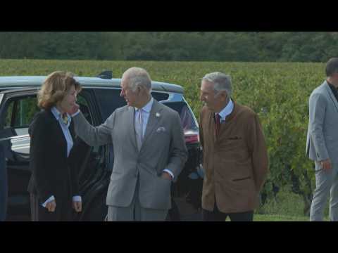 Charles III arrives at the Château Smith Haut Lafitte wine estate