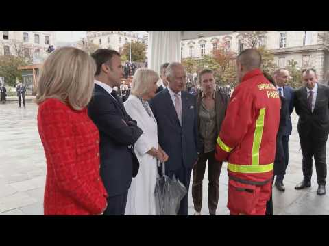 King Charles III and Queen Camilla visit the site of Notre-Dame de Paris